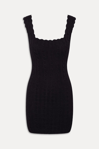 Jules Knit Backless Mini Dress - Black