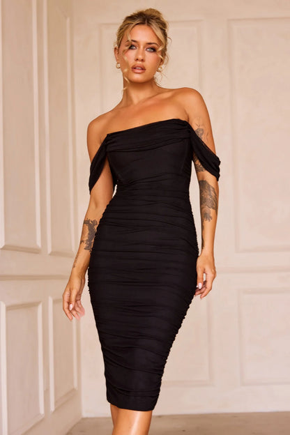 Main Character Mesh Midi Dress - Black