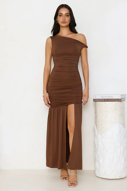 Forever Style Off Shoulder Maxi Dress Chocolate