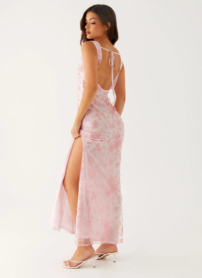 Moorey High Neck Maxi Dress - Pink