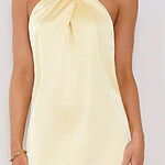 Exclusive Parties Halter Satin Mini Dress Green