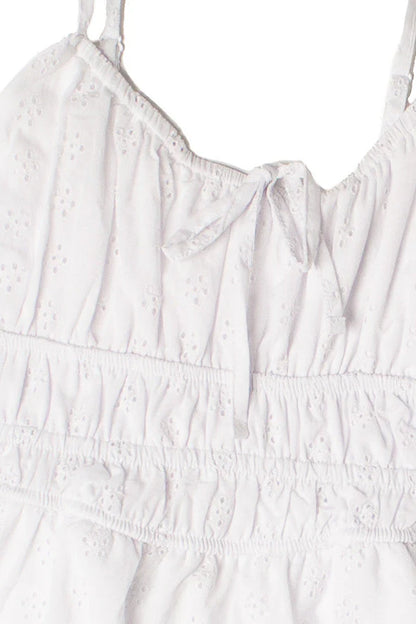 Floral Eyelet Milkmaid Mini Dress