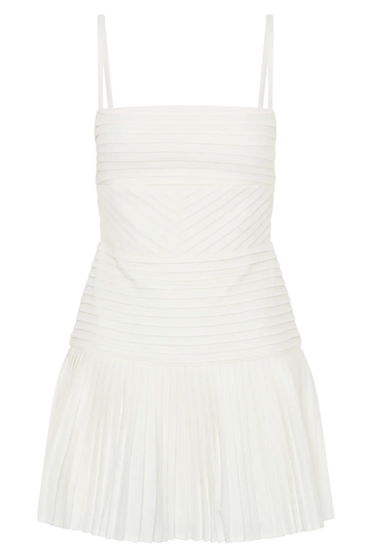 Rylee Multi Pleat Mini Dress - White