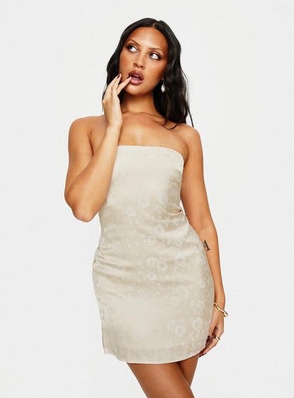 Ramie Strapless Mini Dress Champagne