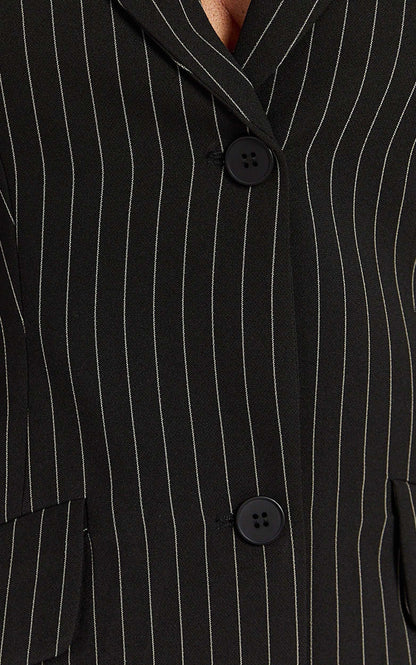 Lioness - Leo Dress in Onyx Pinstripe