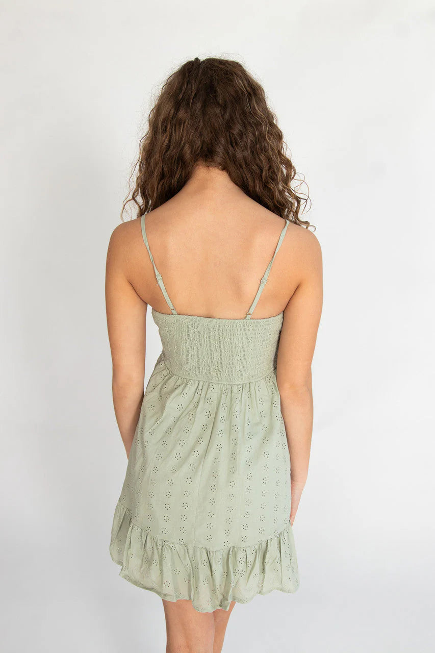 Floral Eyelet Milkmaid Mini Dress