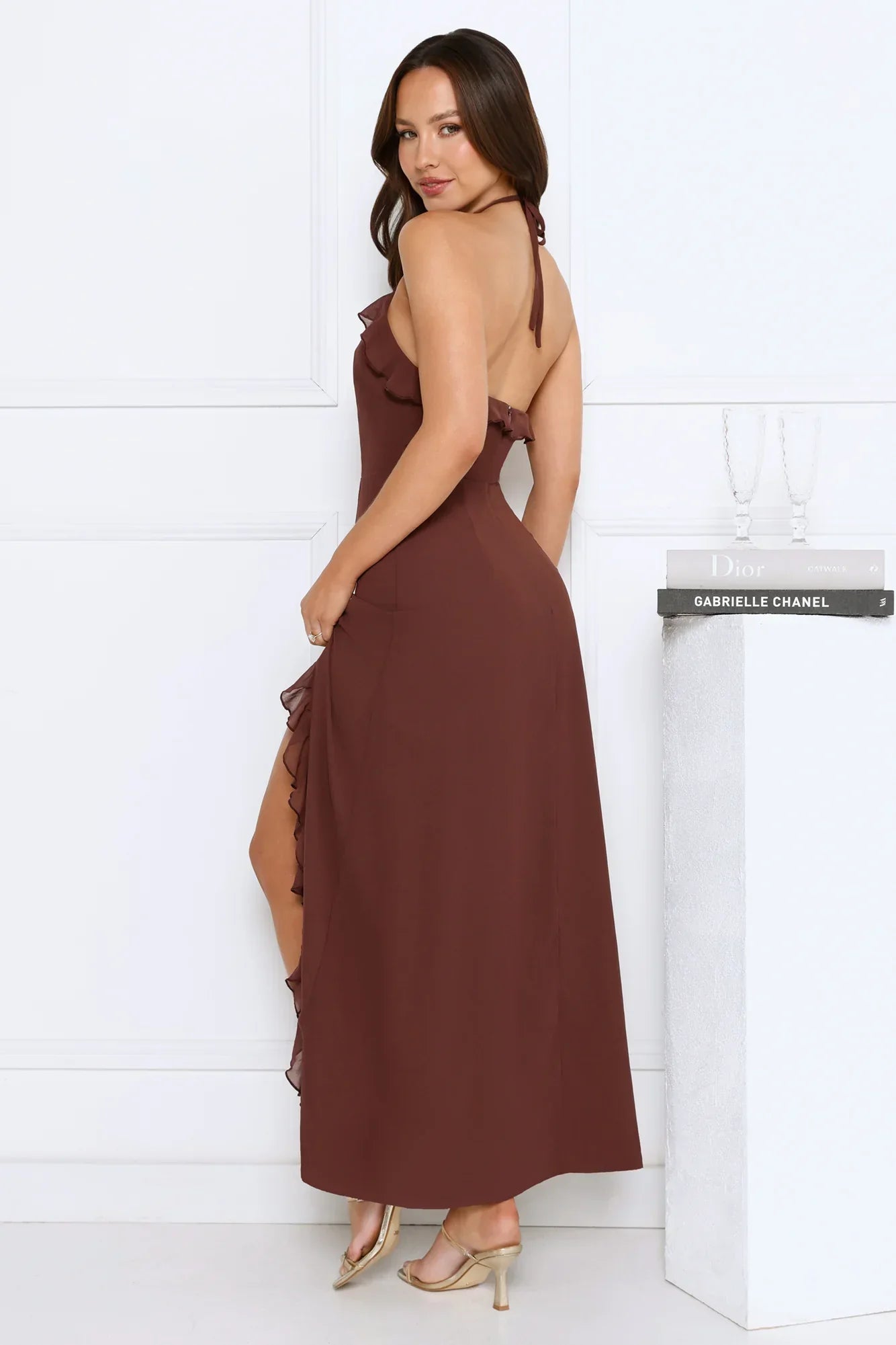 Love Potion Halter Maxi Dress Brown