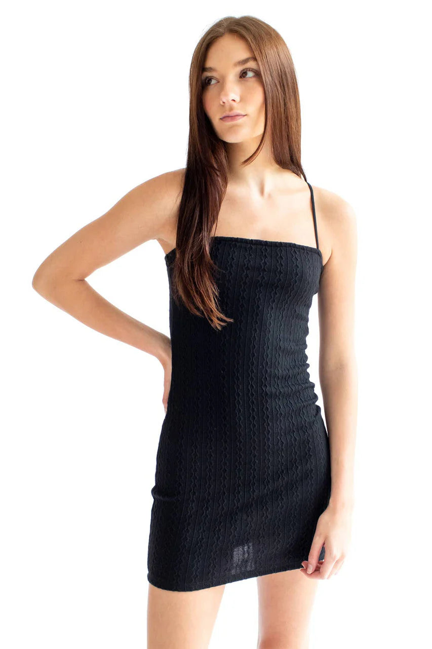 Black Cable Knit Mini Dress 1