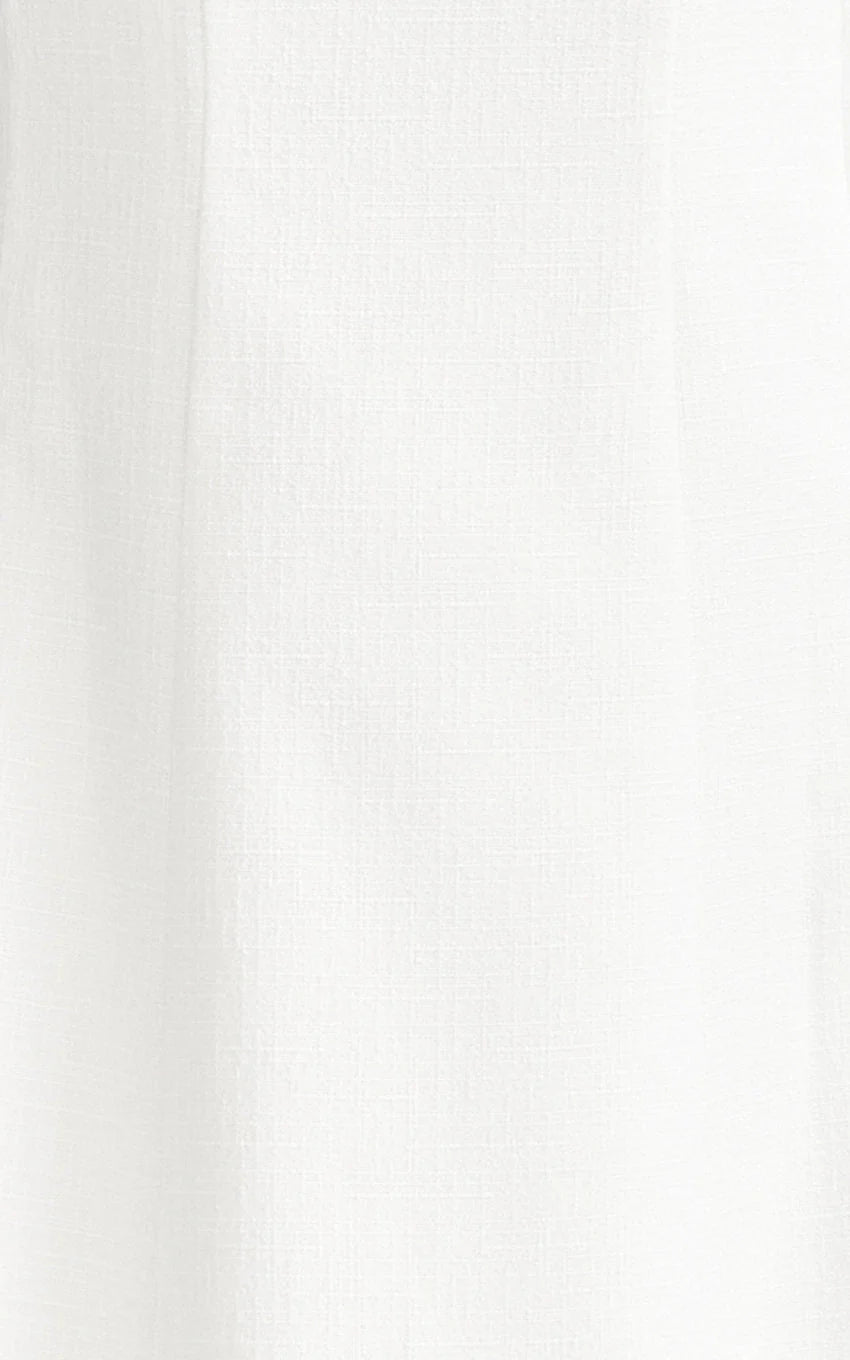 Walters Midi Dress - Square Neck Shirred Back Fit and Flare Panel Dress in White