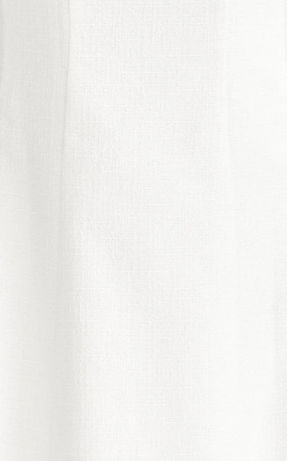 Walters Midi Dress - Square Neck Shirred Back Fit and Flare Panel Dress in White