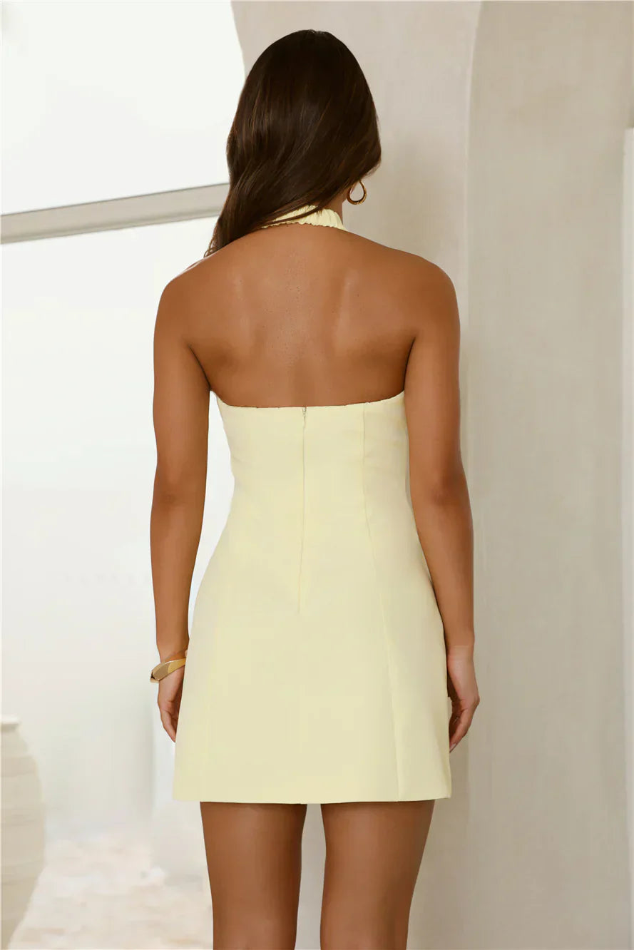 Studio Glow Halter Mini Dress Yellow