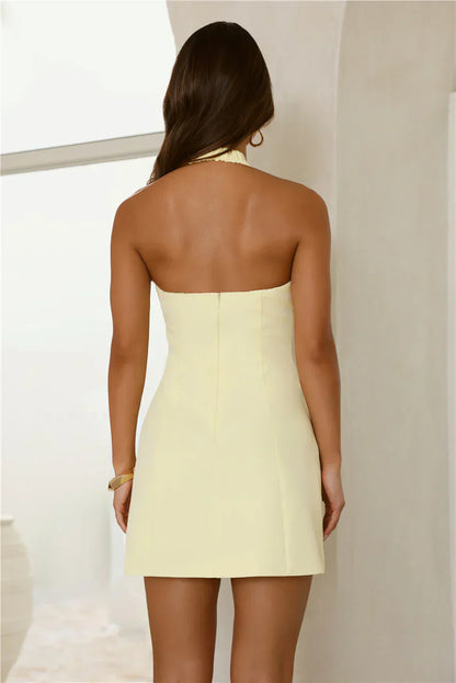 Studio Glow Halter Mini Dress Yellow