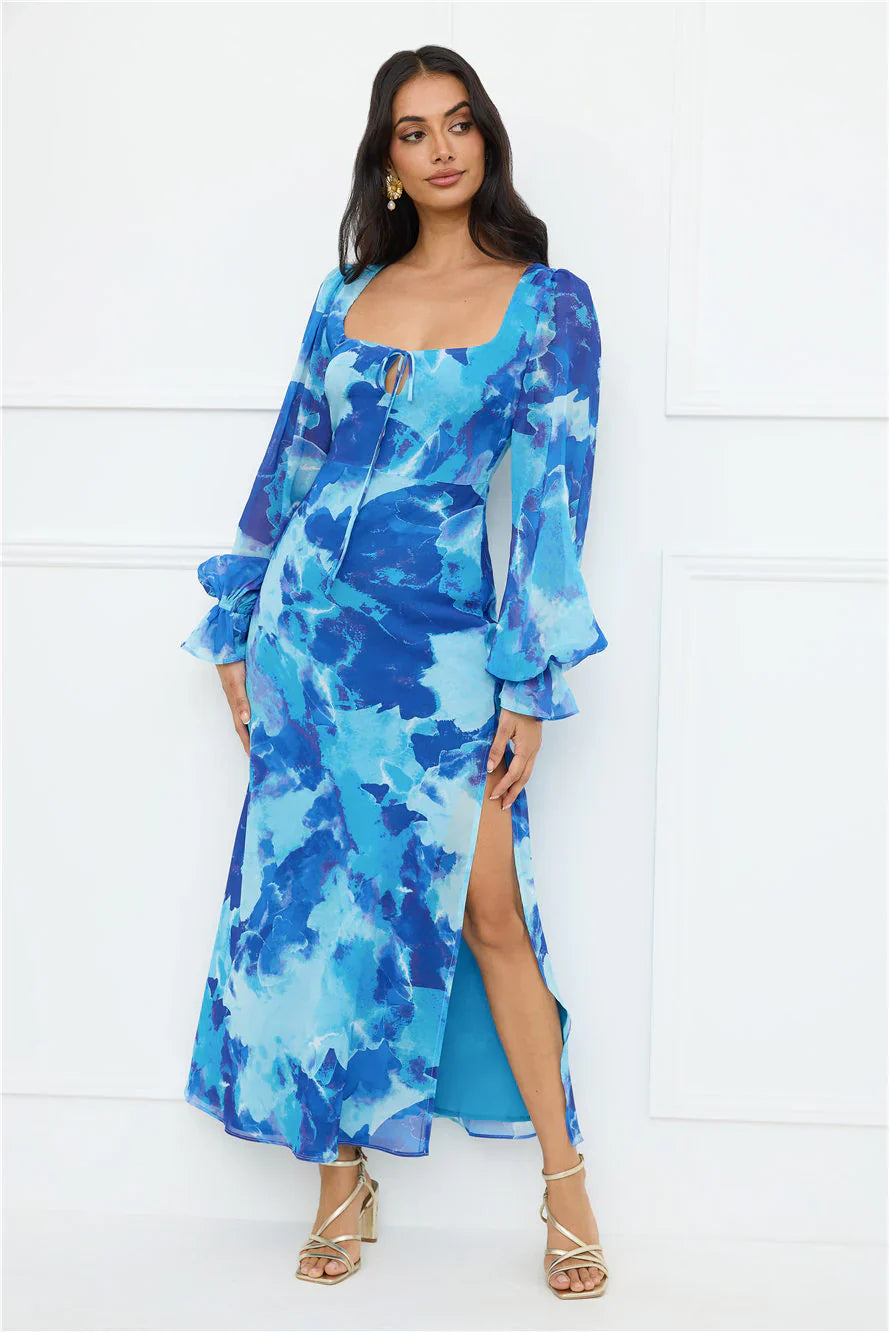 Petal Essence Maxi Dress Blue