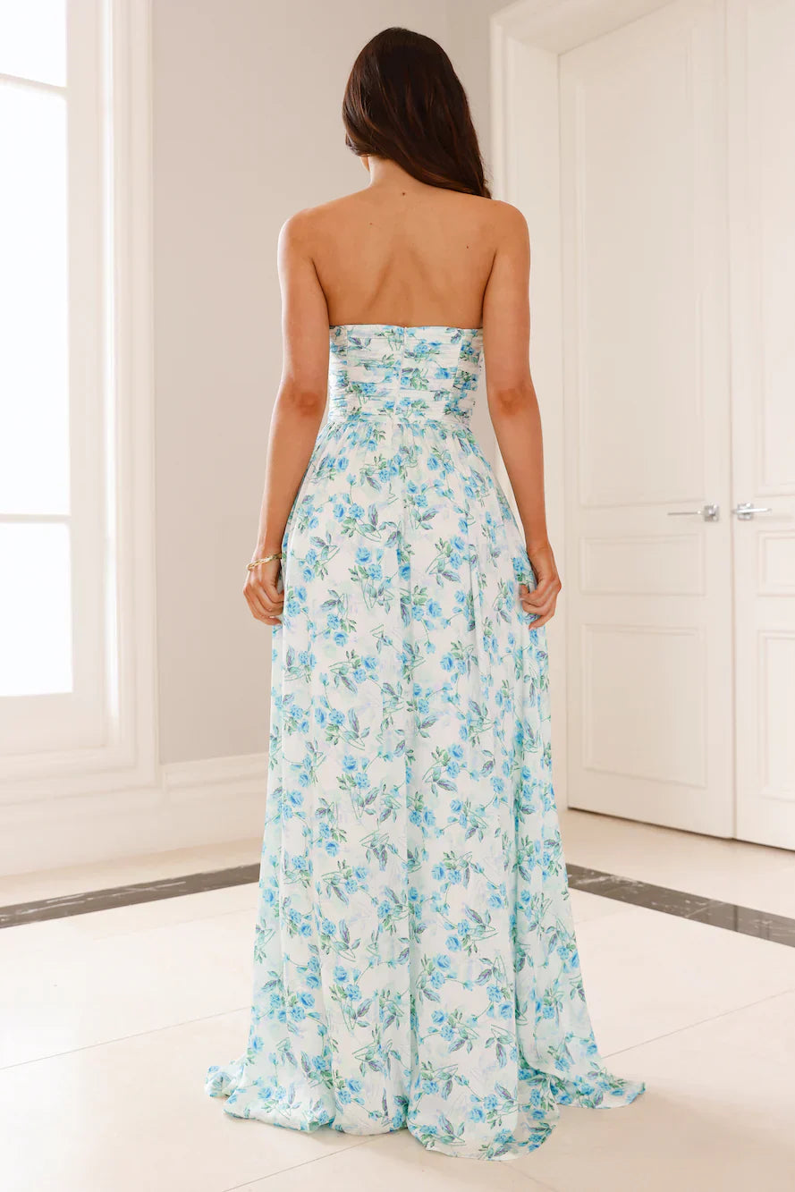 Dainty Events Strapless Maxi Dress Blue