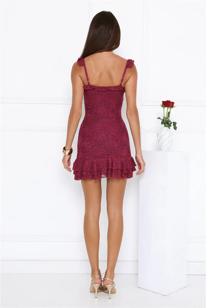 Little Sultry Lace Mini Dress Plum