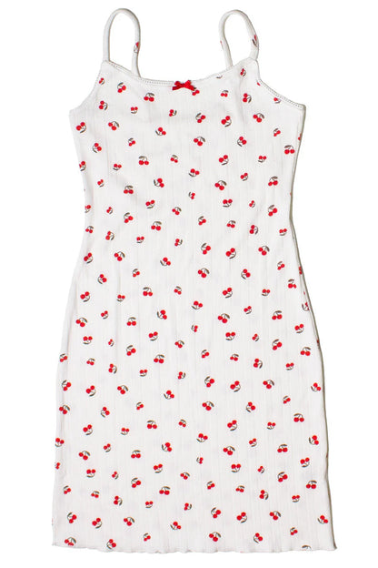 Bow Detail Fruit Print Mini Dress