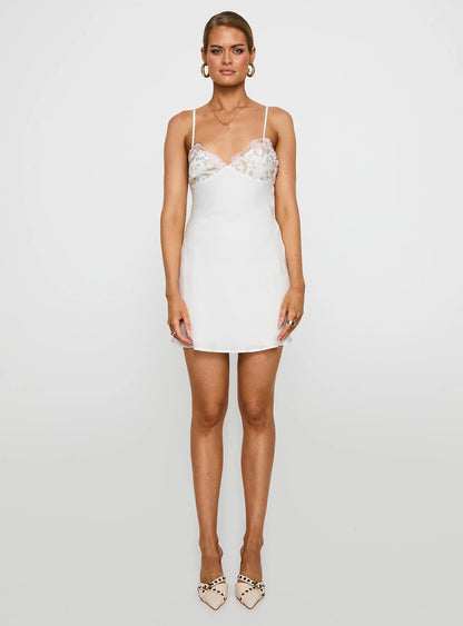 Hintz Satin Mini Dress White