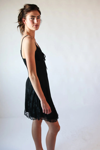 Mesh Lace Hanky Hem Mini Dress