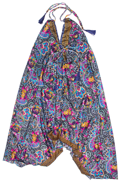 Patterned Scarf Halter Dress