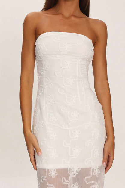 Arlise Strapless Lace Maxi Dress White
