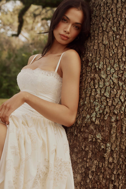 white custom lace + cotton midi sundress