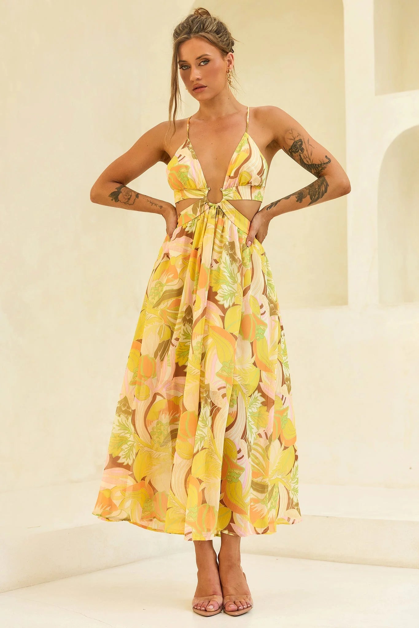 Rays Maxi Dress - Yellow Print
