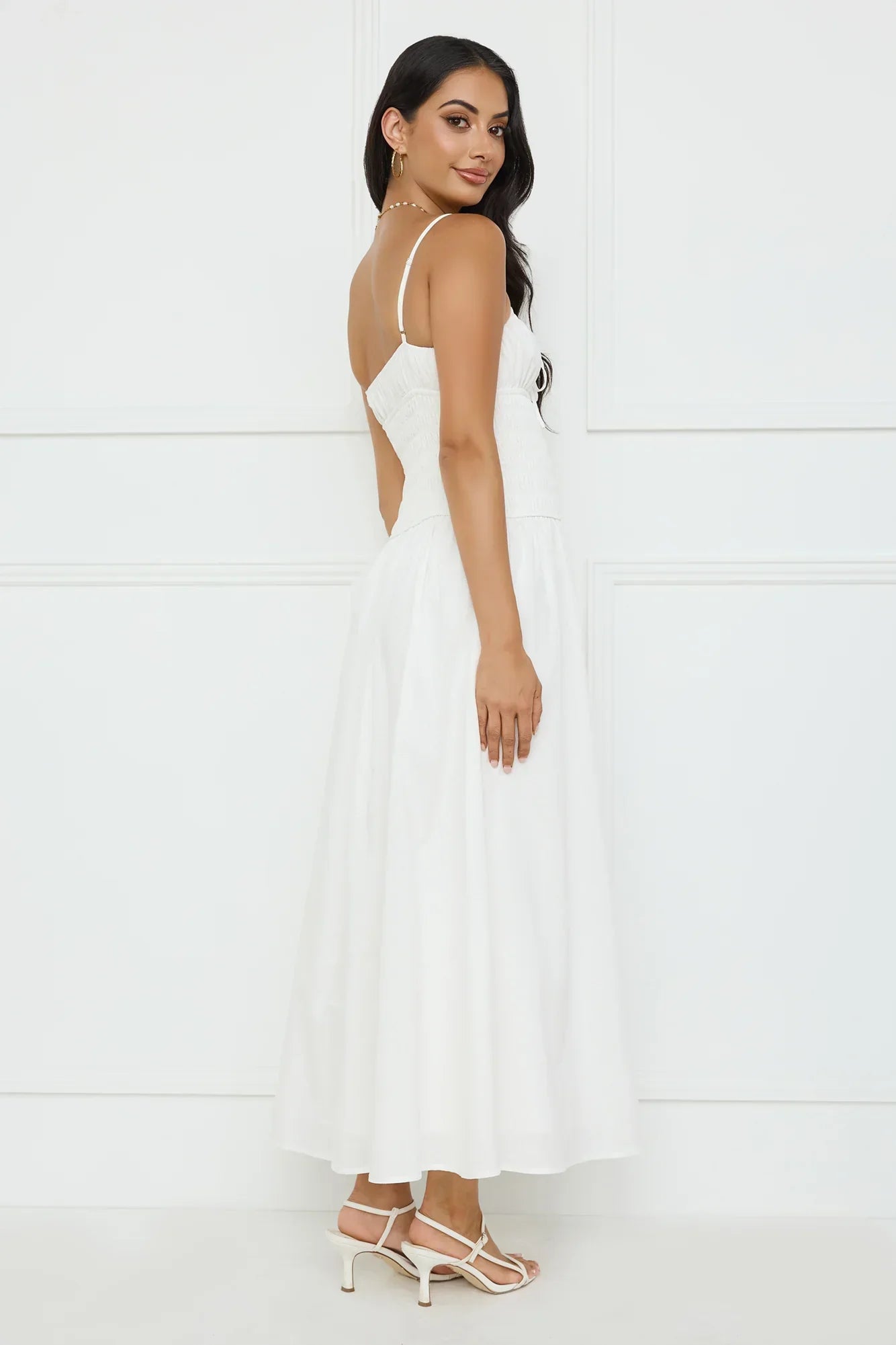 Starfall Garden Linen Blend Maxi Dress White