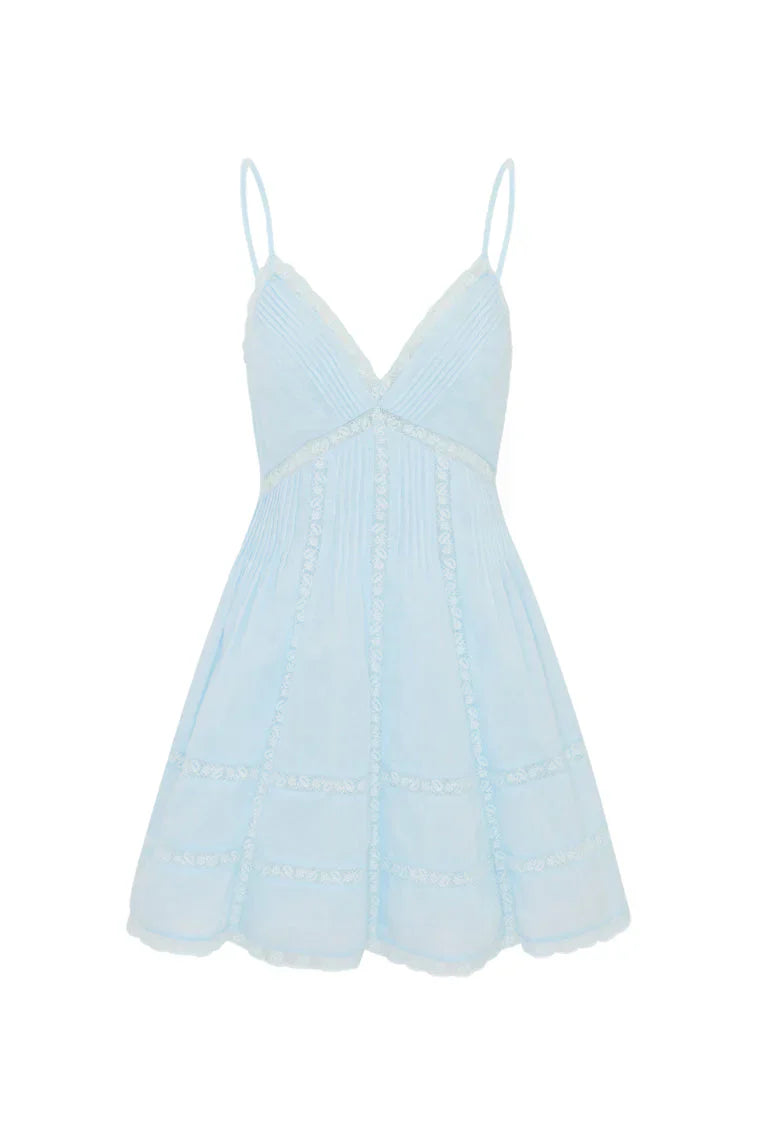 Docila Cotton Mini Dress - BLUE