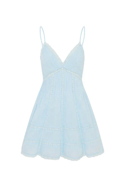 Docila Cotton Mini Dress - BLUE