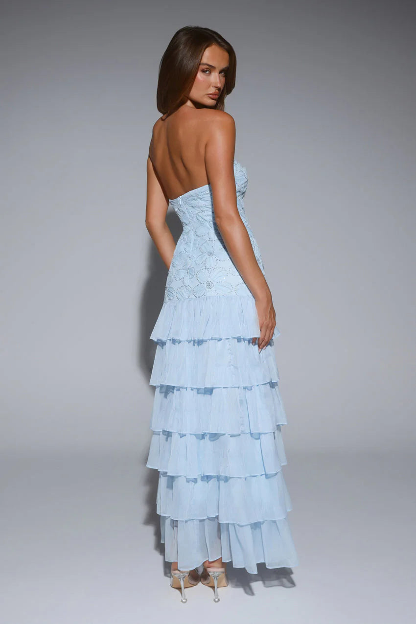 Dream State Strapless Maxi Dress Blue