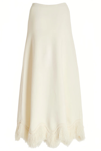 Jora White Fringe Maxi Dress Two Piece Set