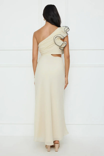 Harbour Dreams One Shoulder Maxi Dress Cream