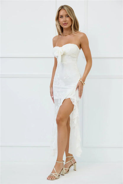 Pretty Moods Only Strapless Maxi Dress White