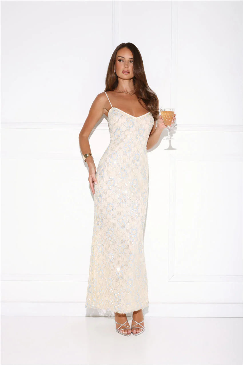 She's Always Right Lace Maxi Dress Yellow