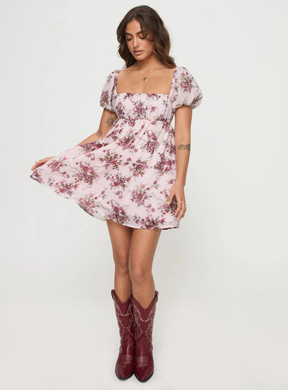 Let's Dance Mini Dress Cream Floral