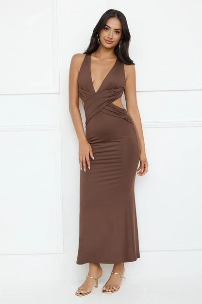 Electric Kiss Maxi Dress Brown