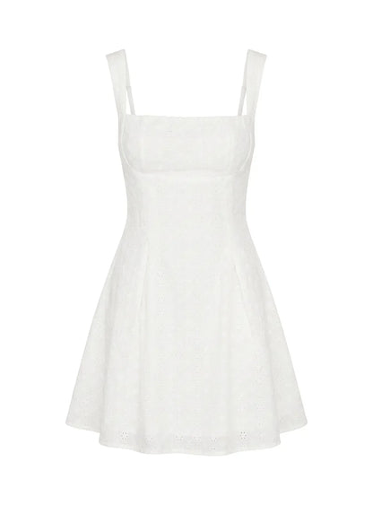 Xanthus Embroidered Mini Dress White