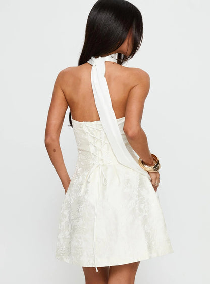 Pearla Strapless Scarf Mini Dress Ivory