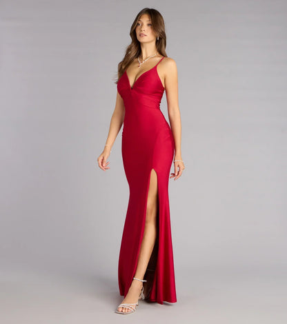 Tricia V-Neck Slit Mermaid Formal Dress