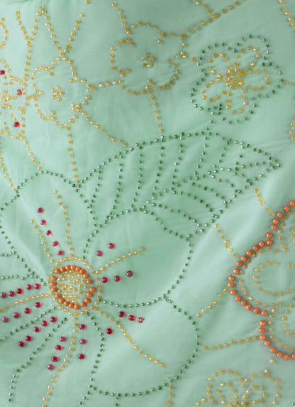 Outlaw Beaded Mini Dress - Mint Aqua