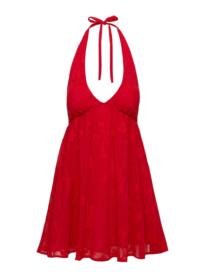 Moriah Halter Mini Dress Red