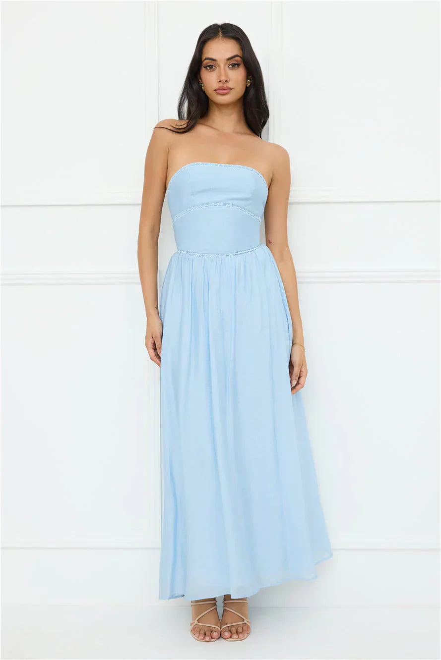 Luxurious Glow Strapless Maxi Dress Blue