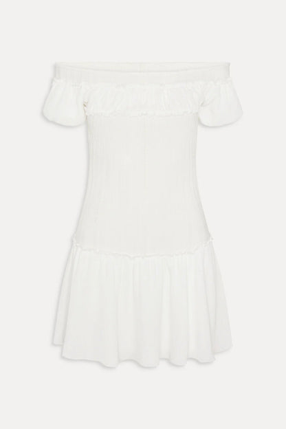 Aura Off The Shoulder Mini Dress - Coconut Cream