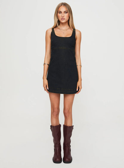 Rautha Denim Mini Dress Black