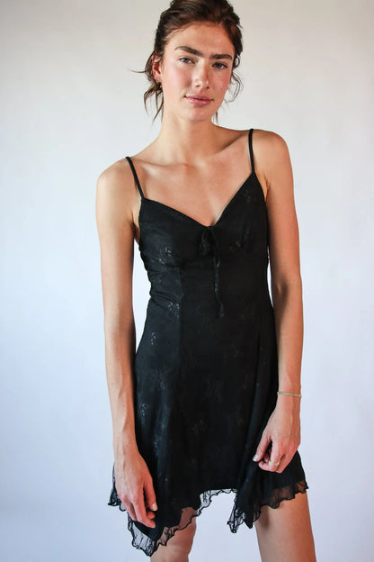 Mesh Lace Hanky Hem Mini Dress