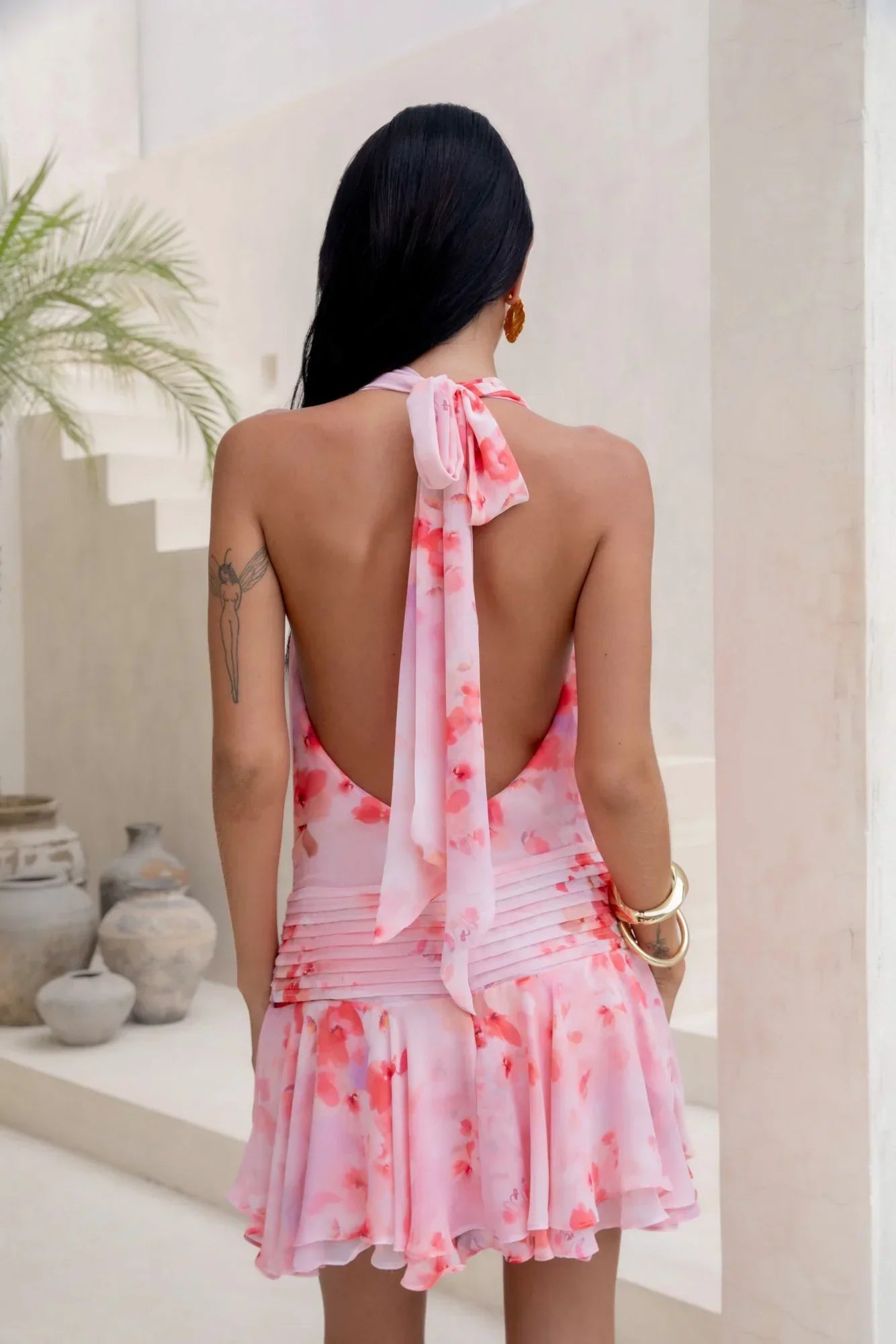 Sweet Summer Nights Halter Mini Dress Pink