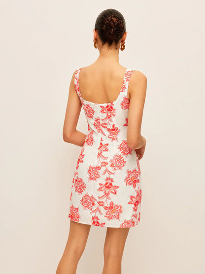 Floral Print Square Neck Dress