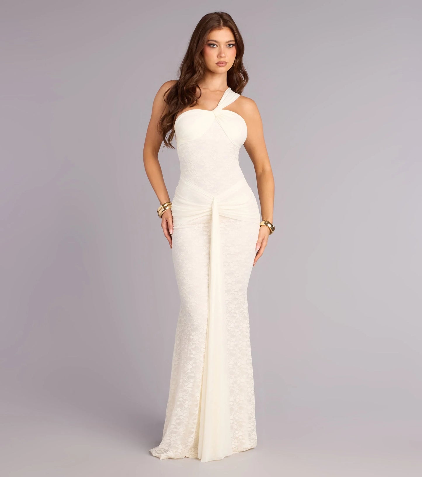 Giana Lace One-Shoulder Formal Dress