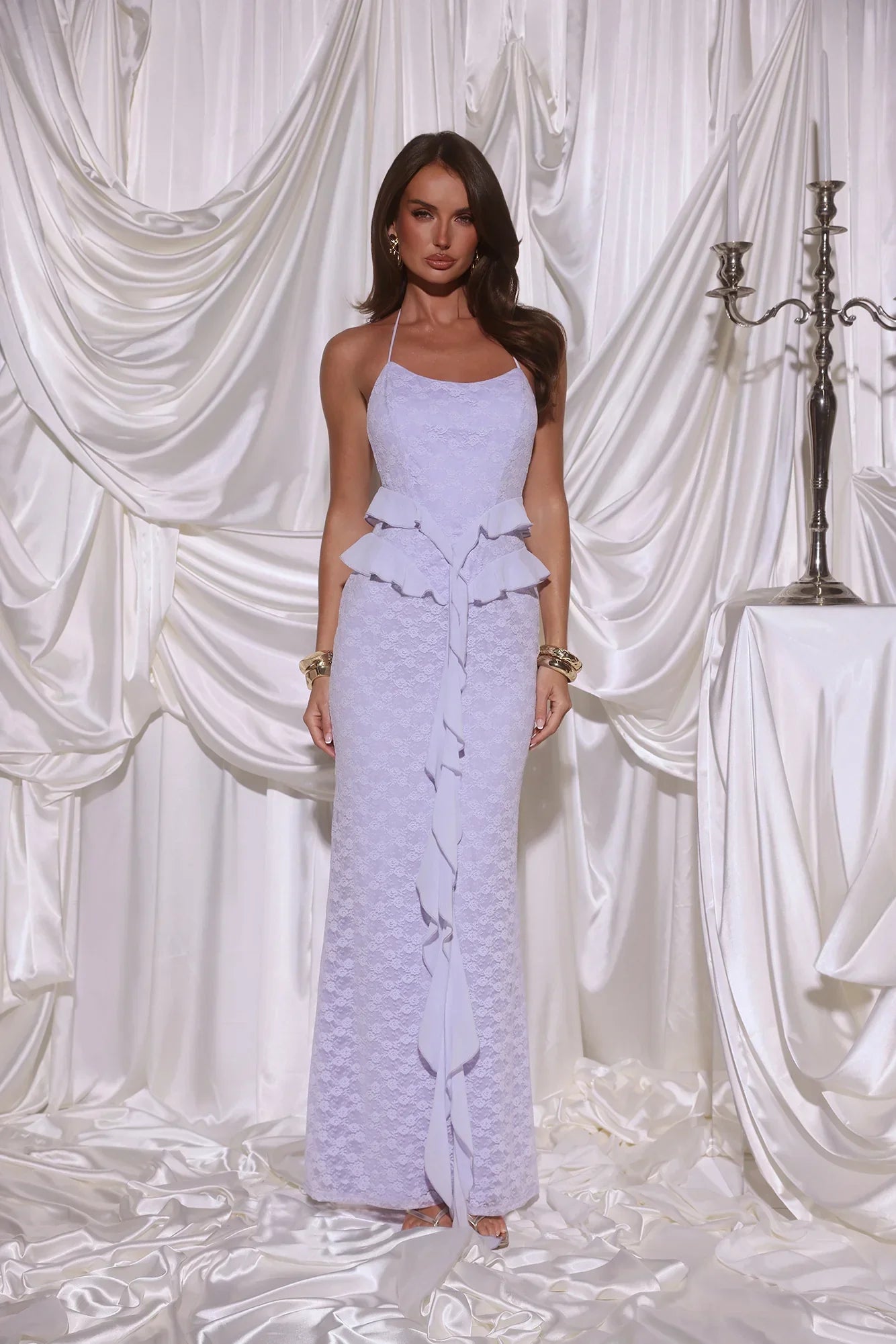 Aurora Serenade Halter Maxi Dress Lilac