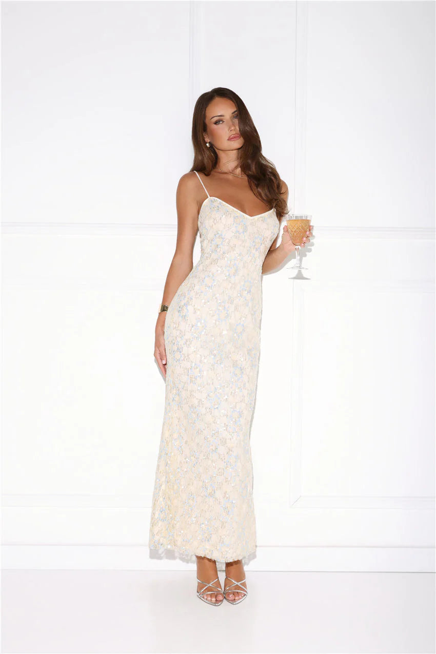 She's Always Right Lace Maxi Dress Yellow